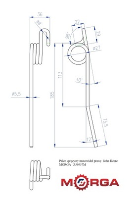 AXIS PIN SPREZYSTY MOTOWIDEL RIGHT Z56957 L 220 MM JOHN DEERE MORGA  