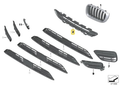 BMW F25 X3 GROTELĖS BUFERIO PRIEK. VIRŠUTINĖ LIFT LCI 7338493 OE 