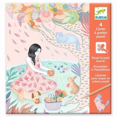 Wydrapywanka z rysikiem DJECO pastelowy Piknik - zestaw dla dzieci