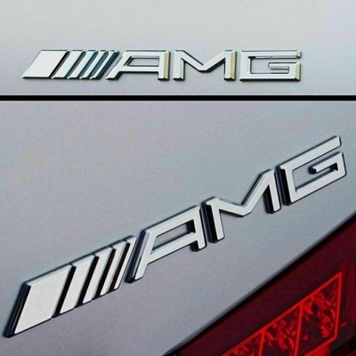 EMBLEMA INSIGNIA LOGOTIPO AL TAPA DE MALETERO PARTE TRASERA MERCEDES AMG CROMO 185MM X 25MM  