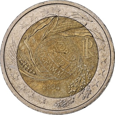 Włochy, 2 Euro, World Food Program globe, 2004, Ro