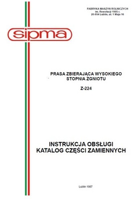 SIPMA Z-224 instrukcja/katalog (1987) 