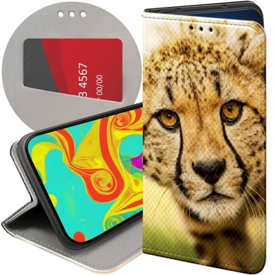 ETUI Z KLAPKĄ DO XIAOMI REDMI 9 WZORY GEPARD CĘTKI PANTERKA FUTERAŁ CASE