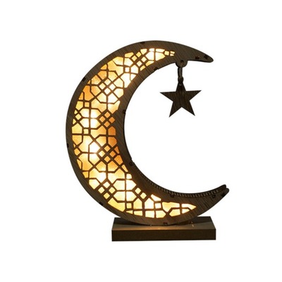 Dekoracje Eid Mubarak Drewniane światła gwiazd księżyca