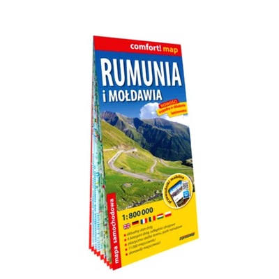 Rumunia i Mołdawia. Laminowana mapa samochodowo-turystyczna, 1:800 000