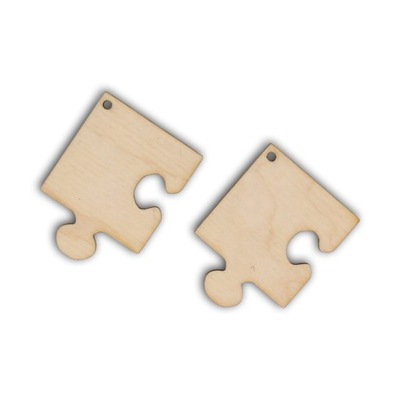K031 Kolczyki z drewna decoupage puzzle
