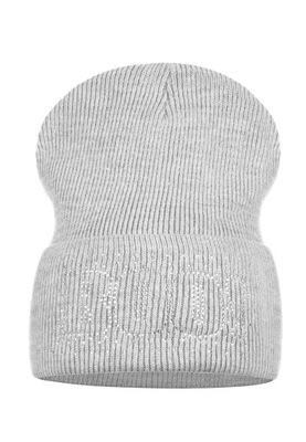 CZAPKA CIEPŁA Zimowa Beanie Wywijana Szara