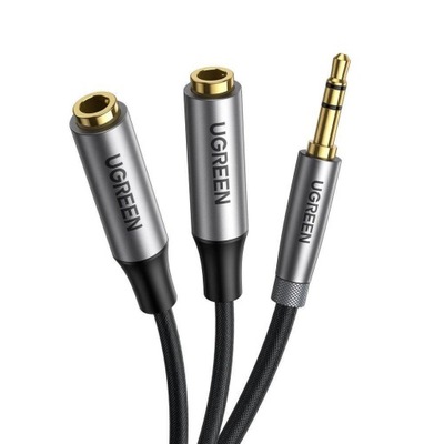 Rozdzielacz audio AUX UGREEN AV191, kabel jack 3.5mm, 20cm (szary)