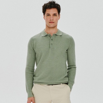 Zielony sweter z kołnierzykiem Pako Lorente roz. 3XL