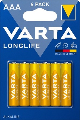 BATERIE ALKALICZNE VARTA R3 (AAA) LONGLIFE 6szt