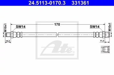 24.5113-0170.3/ATE ПАТРУБОК HAM.TYL ВОЗЛЕ СУППОРТА L/P