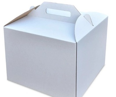 Pudełko karton biały z rączką 26x26x25 cm POJEMNIK NA TORT 1szt.