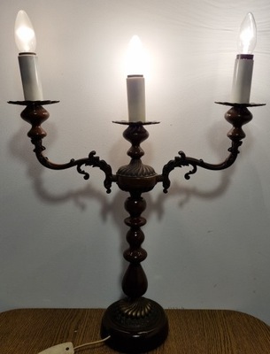 lampa mosiężna świecznik elektryczny 3 ramiona