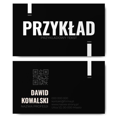 Wizytówki czarne QR mat 350g projekt 100 sztuk