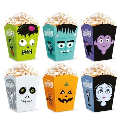 PUDEŁKA NA POPCORN HALLOWEEN MONSTERS 6SZT