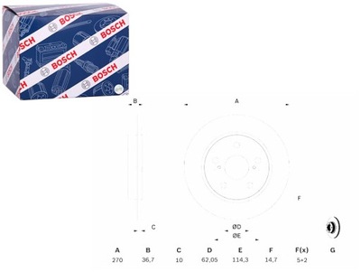 BOSCH ДИСКИ ТОРМОЗНЫЕ ТОРМОЗНЫЕ 2 ШТУКИ. ЗАД TOYOTA AURIS COROLLA 1.2-2.2D