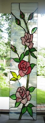 Różowe róże Panel Witraż przeszklenie witrażowe