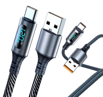 KABEL USB C DO USB-C 120W QC SZYBKIE ŁADOWANIE 1M PRZEWÓD TYP C USB A