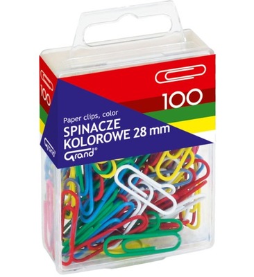 Spinacze okrągłe 28mm GRAND a-100 kolorowe