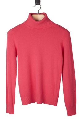 BENETTON - mięciutki sweter wełna piękny malinowy kolor - M