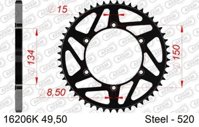 ЗУБЧАТКА NAPĘDZANA ЗАД MOTO СТАЛЬНОЙ ЧЕРНАЯ 16206K-49