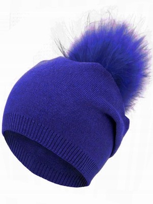 CZAPKA Z KASZMIREM NATURALNY POMPON JENOT BEANIE