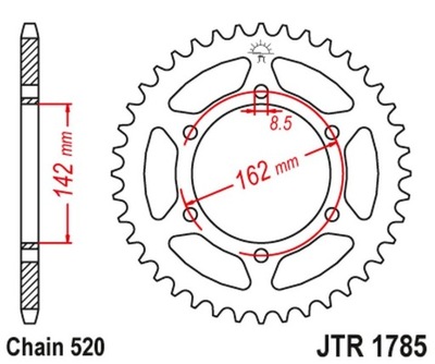 JT ЗУБЧАТКА ЗАДНЯЯ SUZUKI PE 175 '80-84' (ŁAŃC.520)