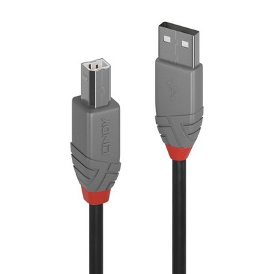 Kabel USB 2.0 LINDY Type A to B Cable, Anthra Line 5m Czarny