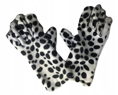 rękawiczki damskie w łatki krowa biało-czarne