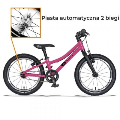 Lekki rower KUbikes 16S AUTO 2 biegi Różowy