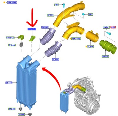 Кронштейн інтеркулер ecosport courier fiesta 2017- фото №1