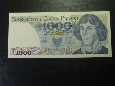 1000 Złotych1982r.seria EM,bez obiegu.