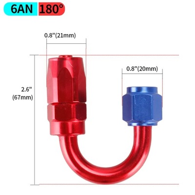 AN4/AN6/AN8/AN10/AN12 Straight 0/45/90/180 Degree Oil Fuel Hose End ~10354 