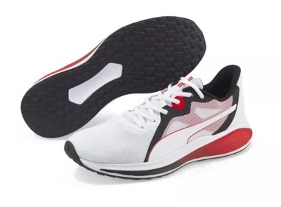 PUMA TWITCH RUNNER WHITE-HIGH RISK RED rozm.43