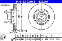 ATE DISCO DE FRENADO PARTE DELANTERA 258X22 V TOYOTA YARIS II 05-/III 10-/III 12-  