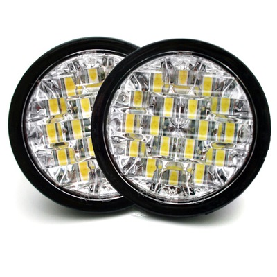 RENDONDOS LUZ DIODO LUMINOSO LED DO CONDUCTOR FAROS E4 RL 9 CM DRL  