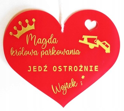 ZŁOTA ZAWIESZKA DO AUTA PREZENT IMIĘ UPOMINEK