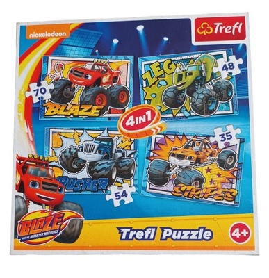 Trefl PUZZLE 4w1 BLAZE I JEGO PRZYJACIELE