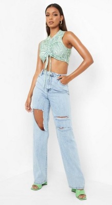 BOOHOO DAMSKIE JEANSY Z DZIURAMI KLASYK 44 1YIM