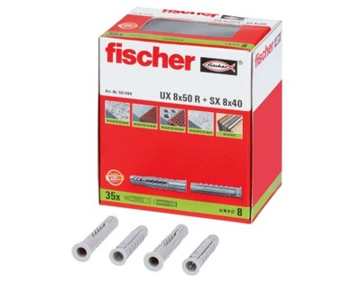 Fischer Zestaw kołków (kołki UX 8 x 50 R + SX 8 x 40) 35 szt.