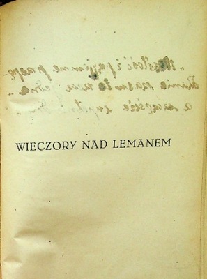 Wieczory nad Lemanem 1923 r.