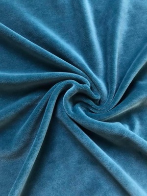 Welur bawelniany - zgaszony niebieski