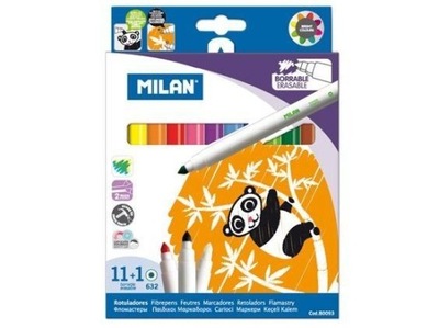 Flamastry Milan wymazywalne - 12 kolorów (11+1) (8