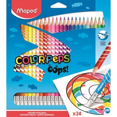 Zestaw ścieralnych kredek Color'Peps Oops - Maped - 24 kolory