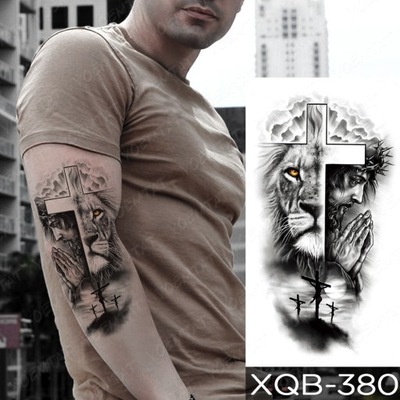Wodoodporna tymczasowa naklejka tatuaż las lew ty