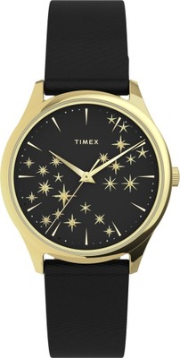 Zegarek damski złoty na pasku czarnym Timex