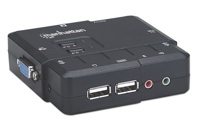 Manhattan Przełącznik KVM VGA/USB 2x1 2-Portowy z Audio/Mic