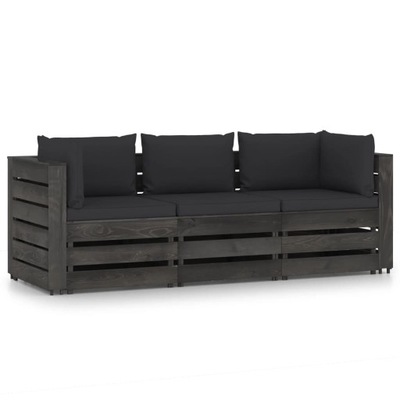 VidaXL Ogrodowa sofa 3-os z poduszkami, impregnowa