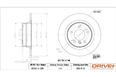 DRIVE+ ГАЛЬМІВНІ ДИСКИ ГАЛЬМІВНІ 2 ШТУКИ. ЗАД BMW 3 2.0B 07-11 295.8X10 5X5OTW