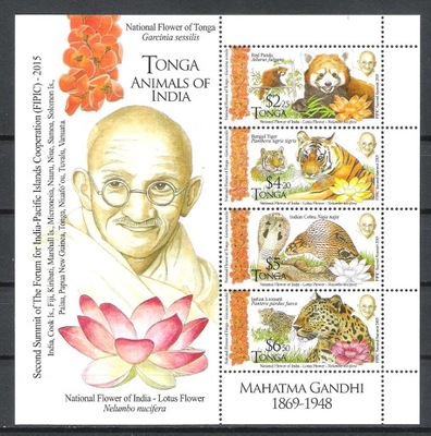 TONGA 2015 MNH- ANIMALS- BIRDS - GANDHI- INDIA